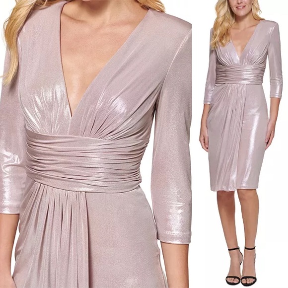 VINCE CAMUTO
Foil-Knit Midi Dress size 10 NWT rose blush metallic - Picture 1 of 7